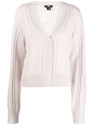 PAIGE cable-knit detailed V-neck cardigan - Silver
