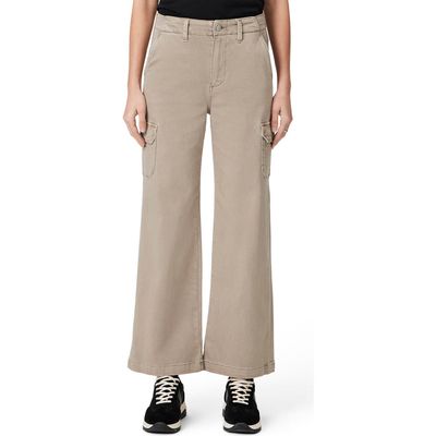 PAIGE Carly High Waist Ankle Wide Leg Cargo Pants in Vintage Moss Taupe at Nordstrom, Size 24