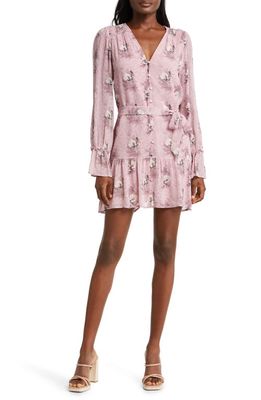 PAIGE Carmela Floral Long Sleeve Silk Dress in Sunrise Pink Multi