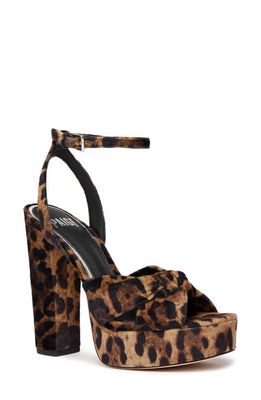 PAIGE Carter Ankle Strap Peep Toe Platform Sandal in Beige Leopard