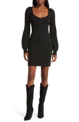 PAIGE Celie Long Sleeve Rib Sweater Dress in Black