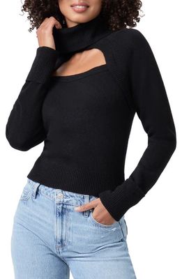 PAIGE Cherise Cutout Turtleneck Wool Blend Sweater in Black