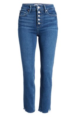 PAIGE Cindy Exposed Button Fly Straight Leg Jeans in Wonderwall W/Live Hem