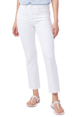 PAIGE Cindy Raw Hem High Waist Straight Leg Jeans in Crisp White