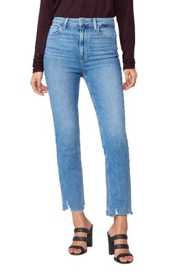 PAIGE Cindy Ultra High Waist Frayed Ankle Straight Leg Jeans in Walkabout