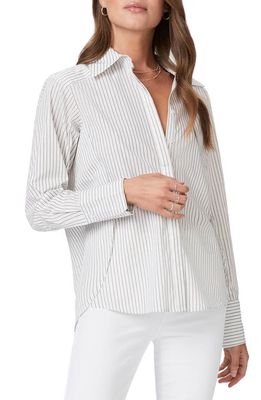PAIGE Clemence Stripe Shirt in White/Army