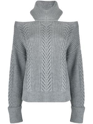 PAIGE cold-shoulder cable-knit jumper - Grey