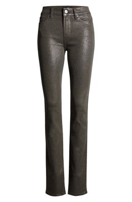 PAIGE Constance Glitter Coated Skinny Jeans in Dark Taupe/Silver Luxe Coat