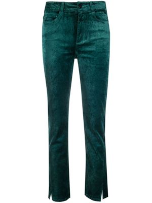 PAIGE cropped velvet-effect trousers - Green