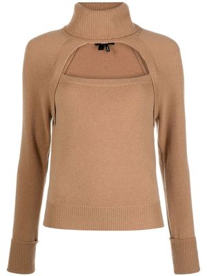 PAIGE cut-out detail roll-neck sweater - Brown