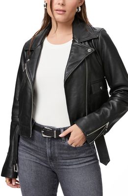 PAIGE Demetra Leather Moto Jacket in Black