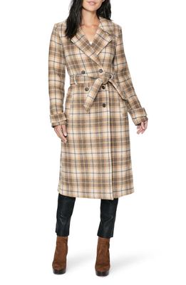 PAIGE Dublyn Plaid Wool Blend Double Breasted Coat in Golden Multi