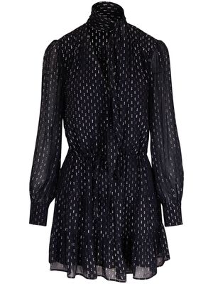 PAIGE embroidery-detail long-sleeved dress - Black