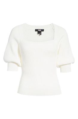 PAIGE Eponine Puff Sleeve Rib Sweater in Ivory