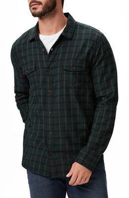 PAIGE Everett Plaid Flannel Button-Up Shirt in Emerald Haze