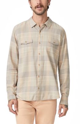 PAIGE Everett Plaid Flannel Button-Up Shirt in Grey/Peach Farm