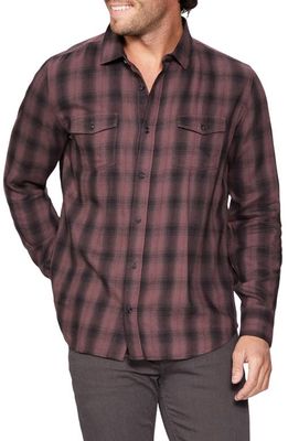 PAIGE Everett Plaid Flannel Button-Up Shirt in Night Mauve