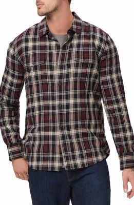 PAIGE Everett Plaid Flannel Button-Up Shirt in Onyx Cosmos