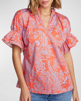 Paige Floral-Print Puff-Sleeve Shirt