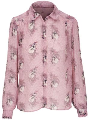 PAIGE floral-print semi-sheer silk shirt - Pink