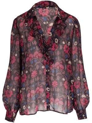 PAIGE floral-print silk blouse - Black
