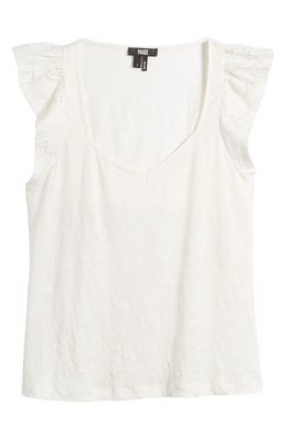 PAIGE Giulia Flutter Sleeve Linen T-Shirt in White