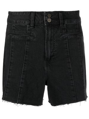 PAIGE high-waisted frayed-trim denim shorts - Black