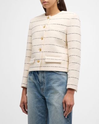 Paige Horizontal Stripe Boucle Cardigan