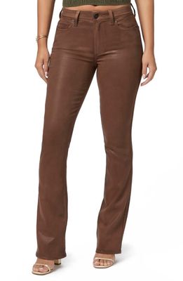 PAIGE Hourglass Curvy Coated High Waist Bootcut Jeans in Cognac Luxe Coating
