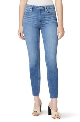 PAIGE Hoxton High Waist Raw Hem Ankle Skinny Jeans in Bellflower Distressed