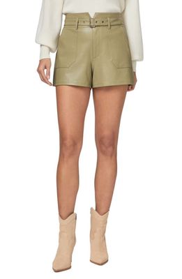PAIGE Jonas Faux Leather Shorts in Dark Brushed Olive