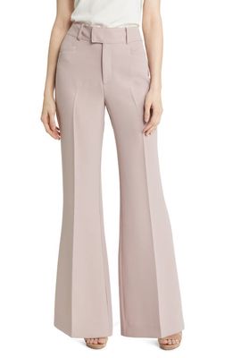 PAIGE Karolyna High Waist Wide Leg Crepe Trousers in Fawn