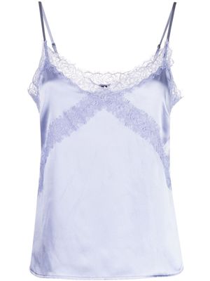 PAIGE lace-embroidered silk tank top - Purple