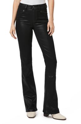 PAIGE Laurel Canyon Coated High Waist Flare Jeans in Black Fog Luxe Coating