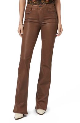 PAIGE Laurel Canyon Coated High Waist Flare Jeans in Cognac Luxe Coating