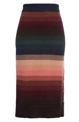 PAIGE Leda Stripe Cotton & Cashmere Sweater Skirt in Bonet Stripe