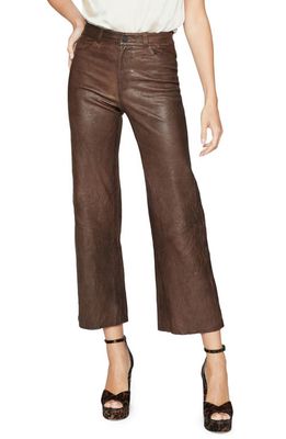 PAIGE Leenah High Waist Leather Ankle Wide Leg Pants in Chestnut