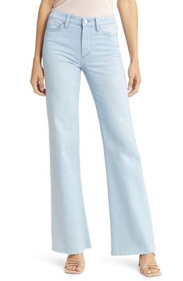 PAIGE Leenah High Waist Raw Hem Wide Leg Ankle Jeans in Indigo Glitz Coating