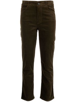 PAIGE logo-patch corduroy slim-fit trousers - Green