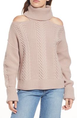 PAIGE Lorilee Cold Shoulder Wool Blend Turtleneck Sweater in Wild Rose