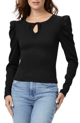 PAIGE Lorna Keyhole Puff Shoulder Top in Black