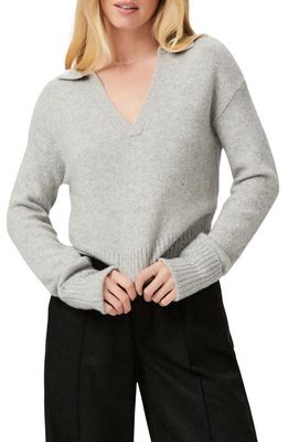 PAIGE Maxie Johnny Collar Cashmere Sweater in Heather Grey