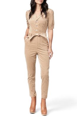PAIGE Mayslie Ankle Straight Leg Twill Jumpsuit in Tan