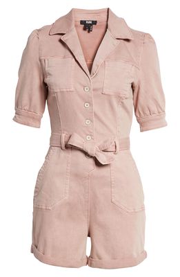 PAIGE Mayslie Belted Cotton Blend Utility Romper in Vintage Rouge Glow