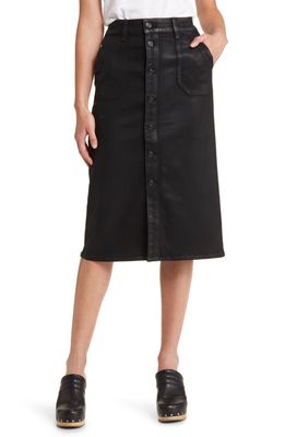 PAIGE Meadow Coated Utility Midi Skirt in Black Fog Luxe Coating