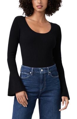 PAIGE Mimi Bell Sleeve Cotton Blend Bodysuit in Black