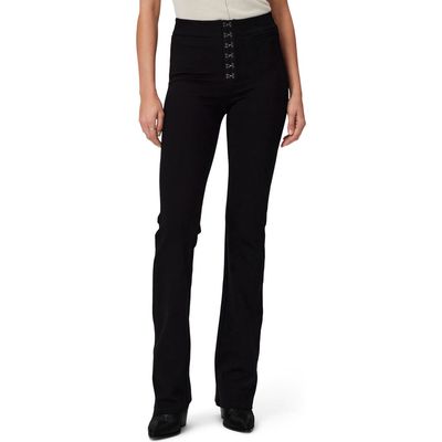 PAIGE Miriel Hook & Eye Straight Leg Pants in Black at Nordstrom, Size 34