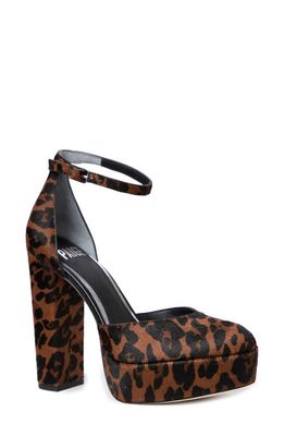 PAIGE Molly Ankle Strap Platform Pump in Leopard Calf Hair