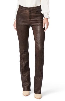 PAIGE Naomi High Waist Bootcut Leather Pants in Chestnut
