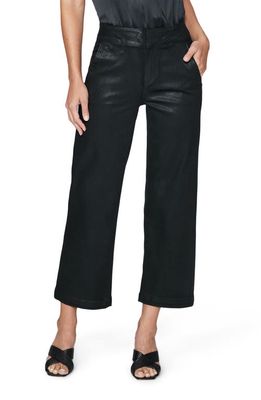 PAIGE Nellie High Waist Crop Wide Leg Jeans in Black Fog Luxe Coating